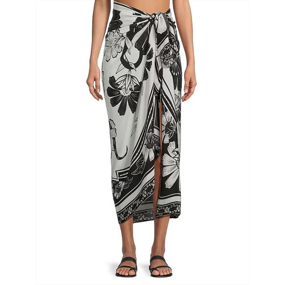 NWT FARM Rio Women's Black Flower Leopards Panneaux Sarong - One Size - Picture 4 of 10